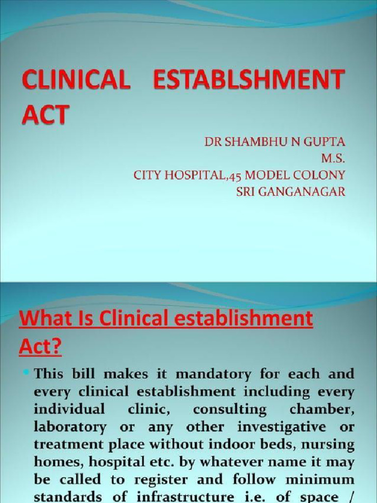 Clinical Establishment Act | PDF