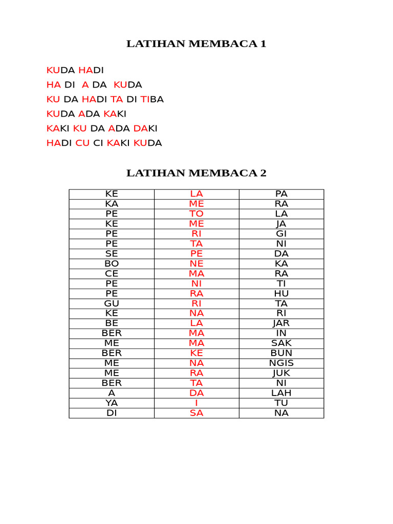 Latihan Membaca | PDF