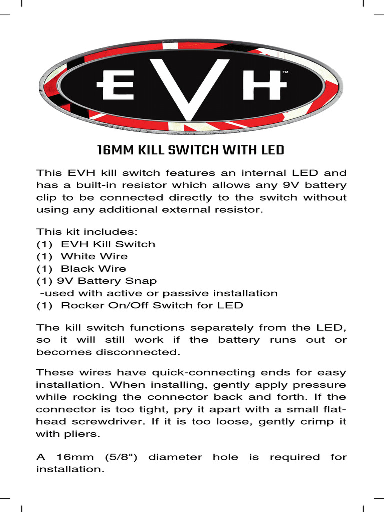 EVH Kill Switch Installation Kit Guide | PDF