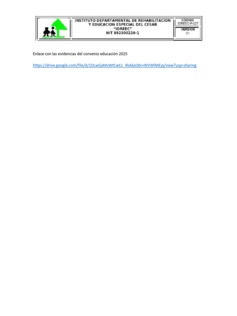Evidencias del Convenio Educación 2025 | PDF