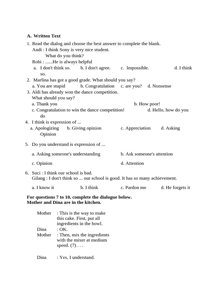 Dialogue Completion and Expression Exercises | PDF