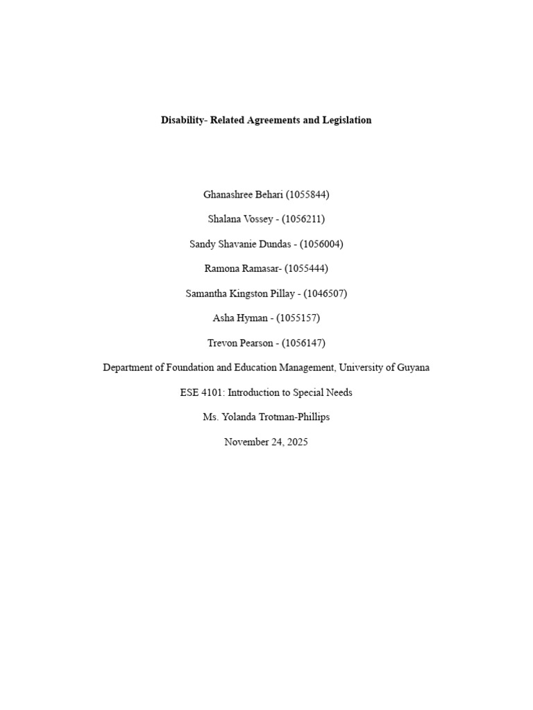 ERE 4101-Disability - Related Agreements and Legislation | PDF
