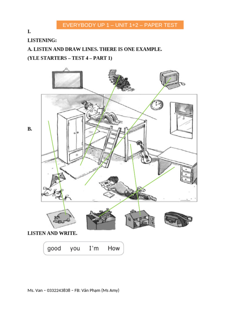 Everybody Up 1 Unit 1-2 Paper Test | PDF | Color