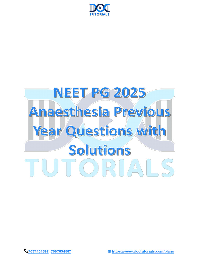 NEET PG PYQ 2025 Anaesthesia | PDF
