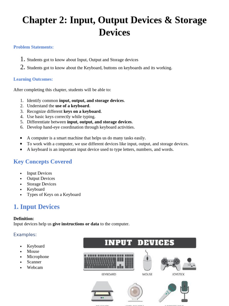 Chapter 2 Input Output & Storage Devices Including Keyboard | PDF ...