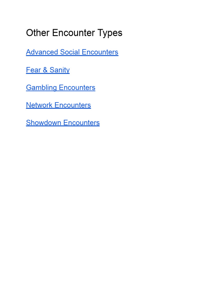 Types of Advanced Encounter Scenarios | PDF