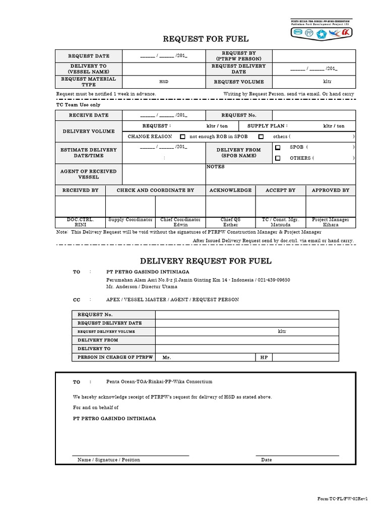 Fuel Delivery Request Procedure | PDF | Flow Measurement