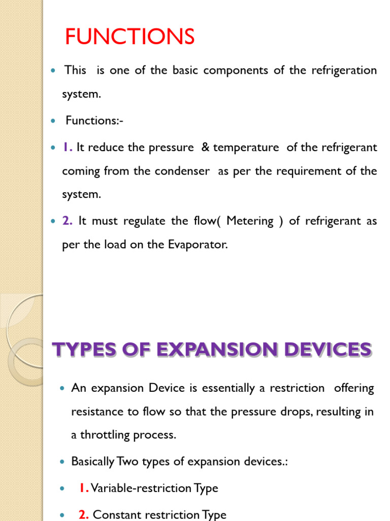 Types and Functions of Expansion Devices | PDF | Valve | Gas Technologies