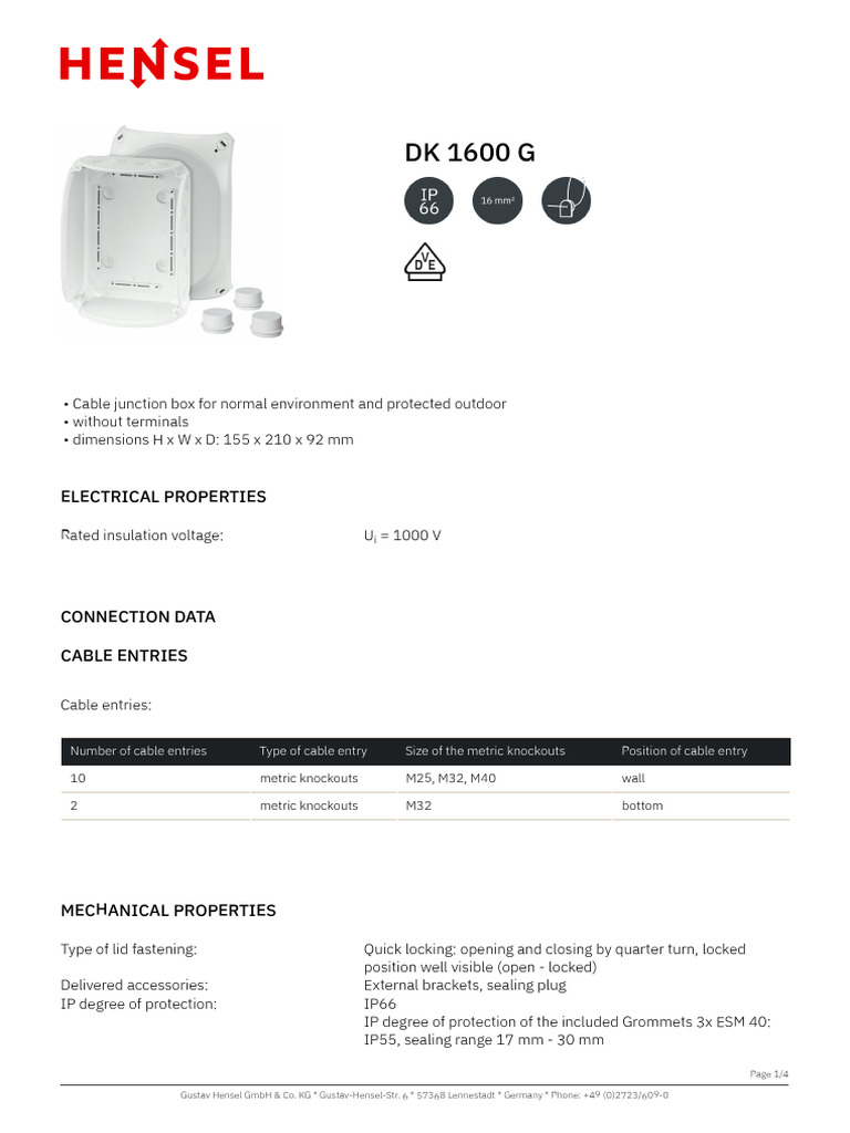 Cable Junction Box Specifications | PDF | Electricity | Electrical ...