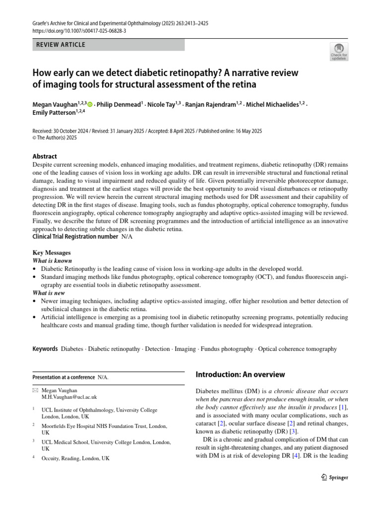 Early Detection of Diabetic Retinopathy | PDF | Retina | Human Eye