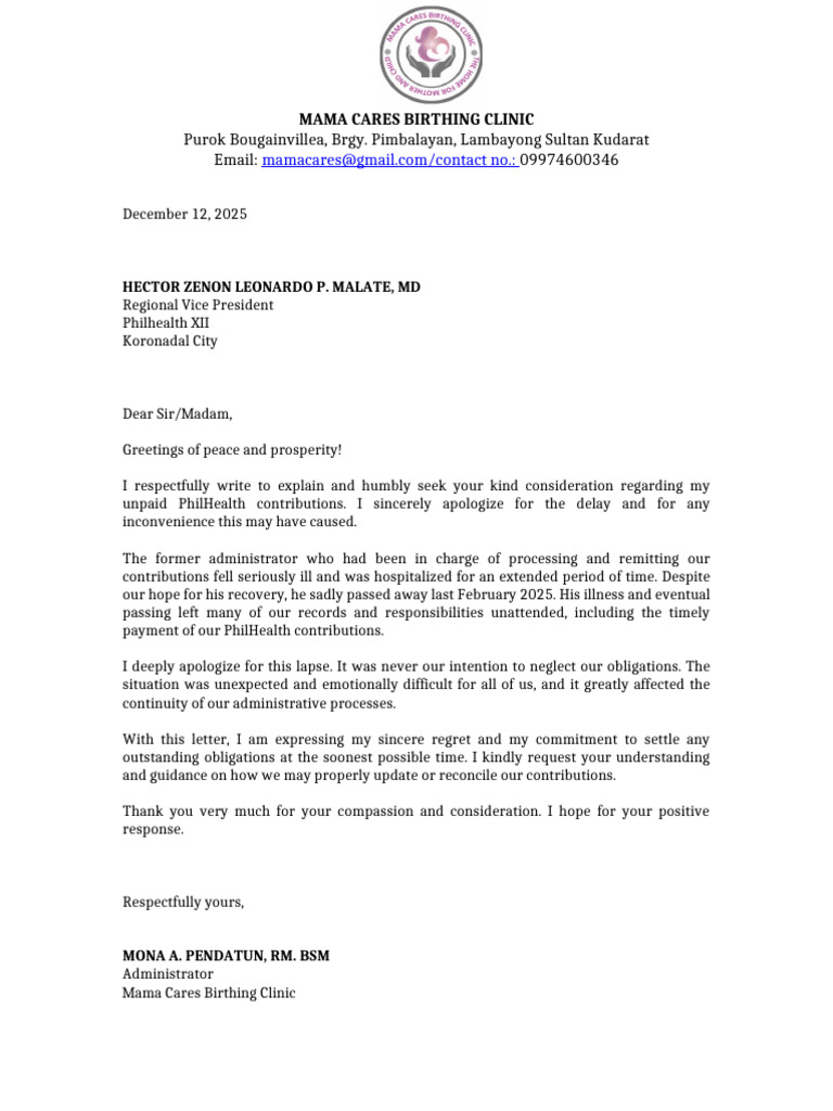 Letter To PhilHealth 21 | PDF