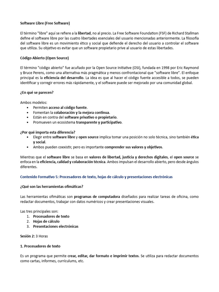 Software Libre vs. Código Abierto: Claves | PDF | Procesador de textos ...