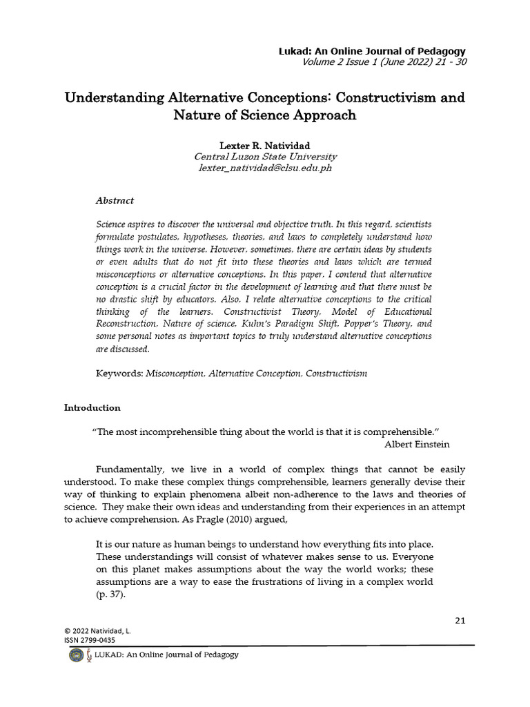 Understanding Alternative Conceptions in Science | PDF | Science ...