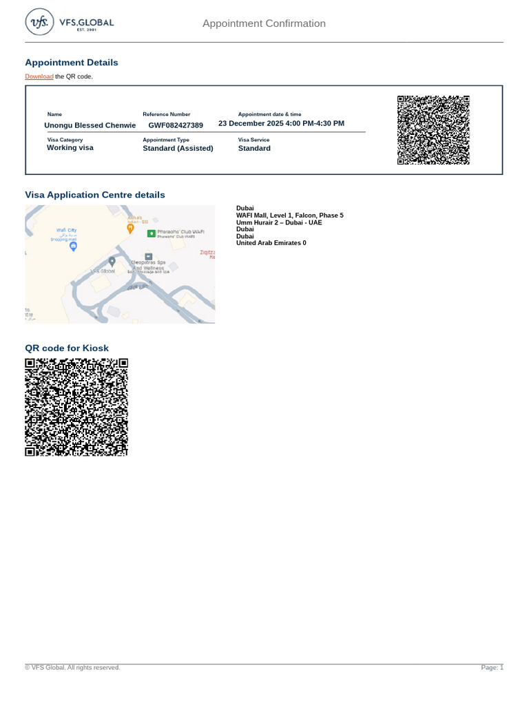 Dubai Visa Appointment Confirmation | PDF | Dubai | International Law