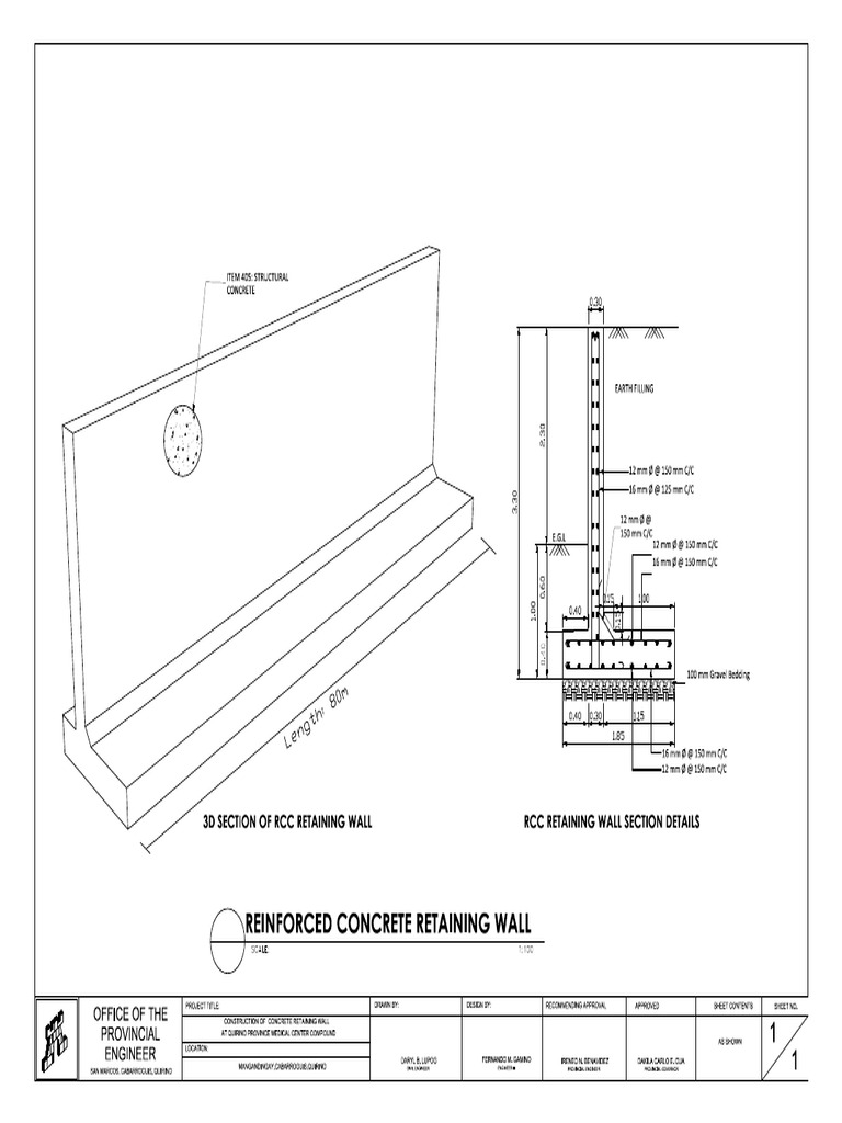 Concrete Retaining Wall Design Details | PDF | Composite Material ...