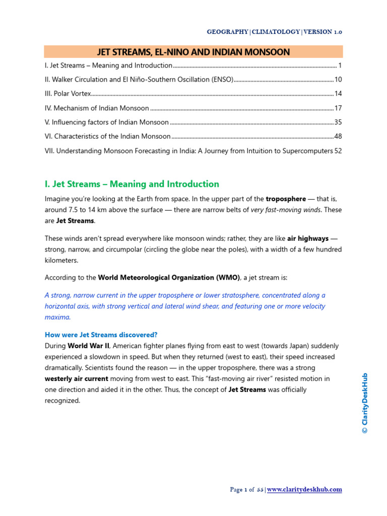 Jet Streams and Indian Monsoon Insights | PDF | Jet Stream ...