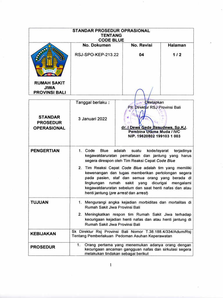Spo Tentang Code Blue | PDF