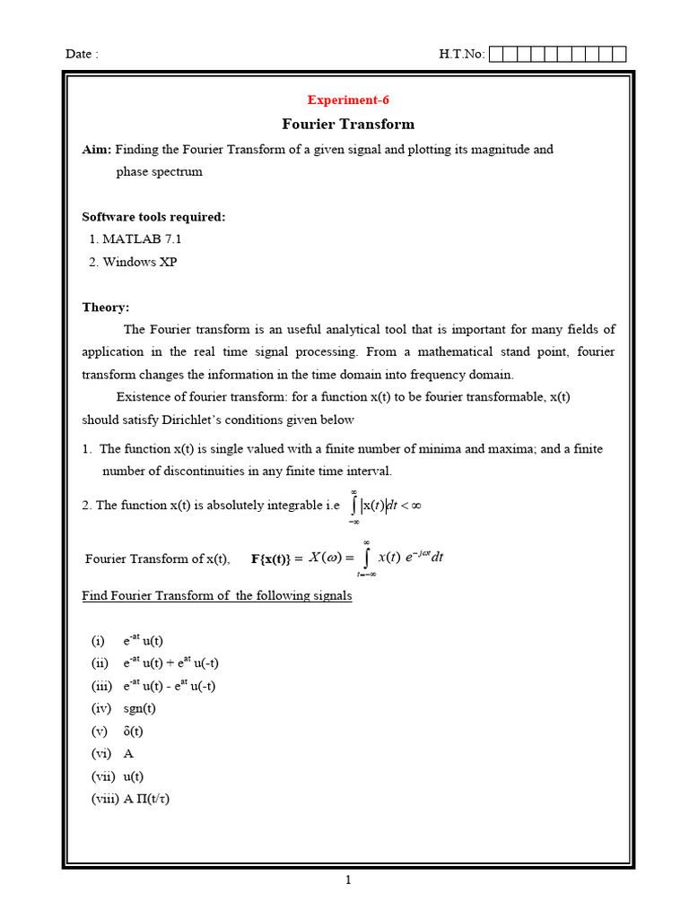 Fourier Transform Analysis in MATLAB | PDF