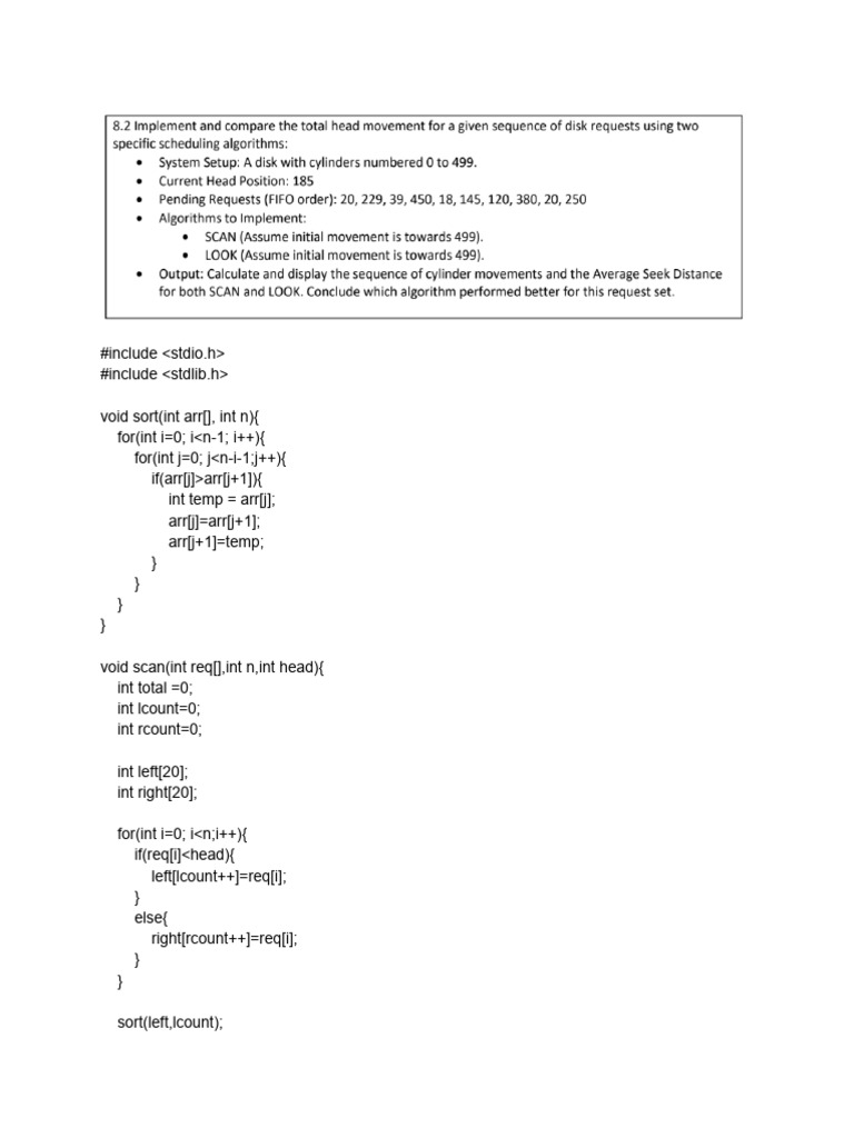 SCAN vs LOOK Disk Scheduling Algorithms | PDF