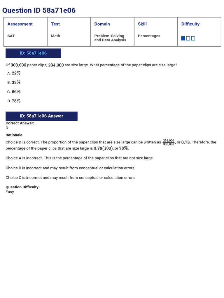 Percentage Calculations in SAT Math | PDF | Sat | Percentage