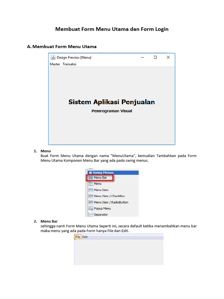 Panduan Membuat Form Menu dan Login | PDF
