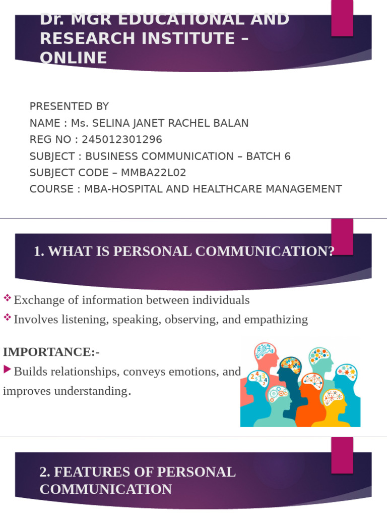 Personal Communication in Business MBA | PDF
