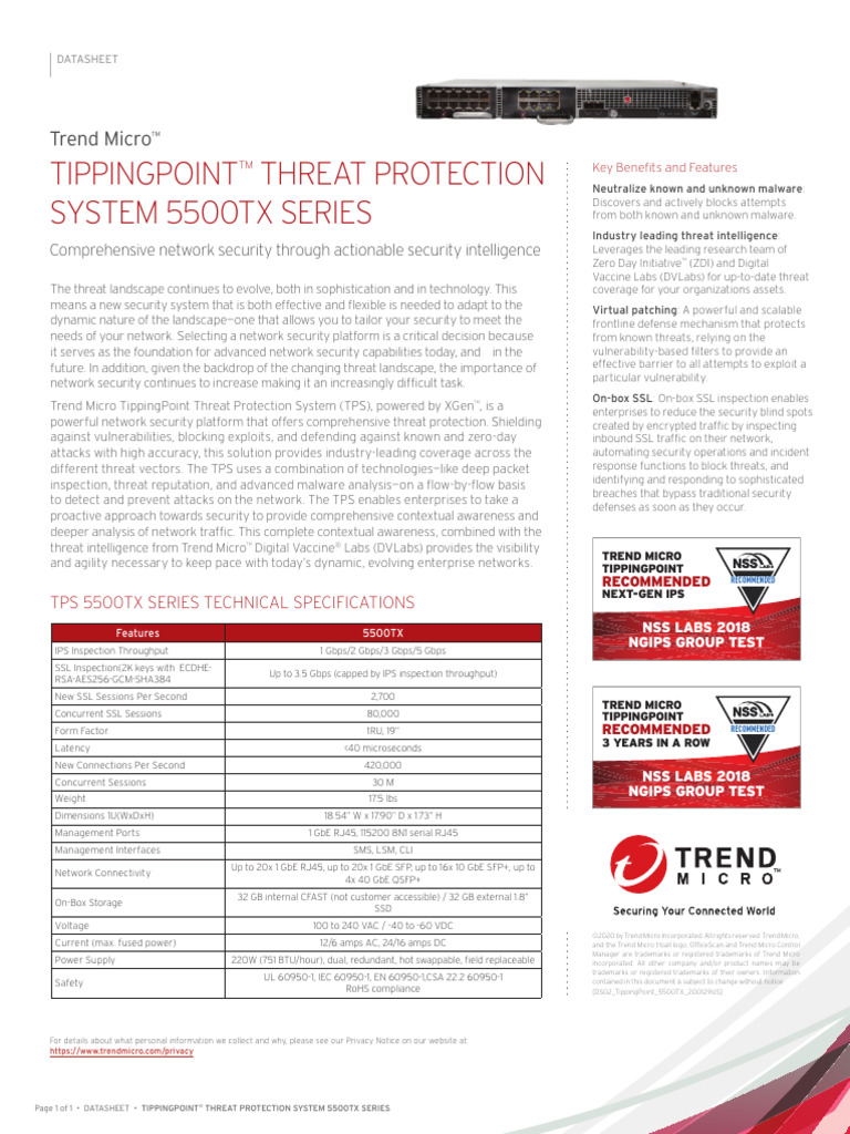 TippingPoint TPS 5500TX Series Overview | PDF | Security | Computer ...