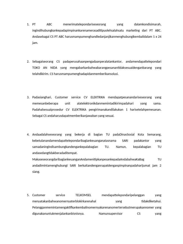Panduan Penanganan Telepon CS Efektif | PDF