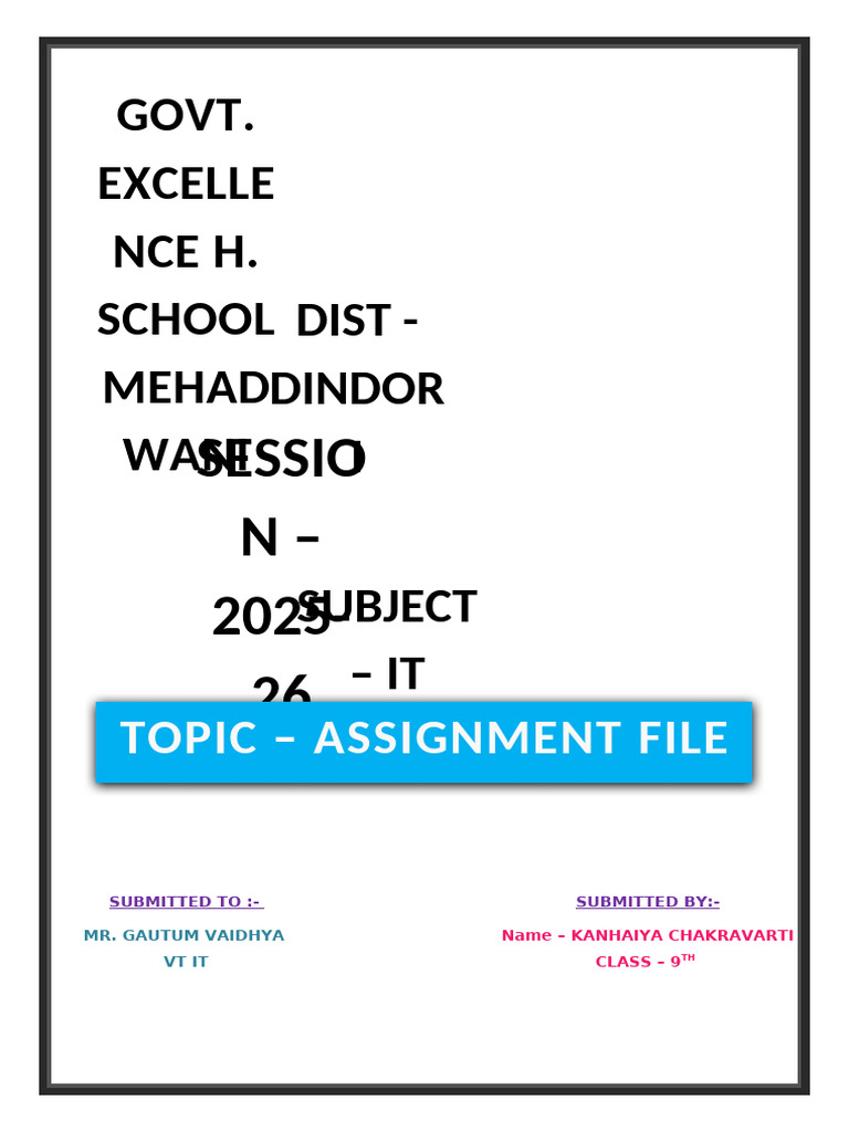 9th Grade IT Assignment File | PDF