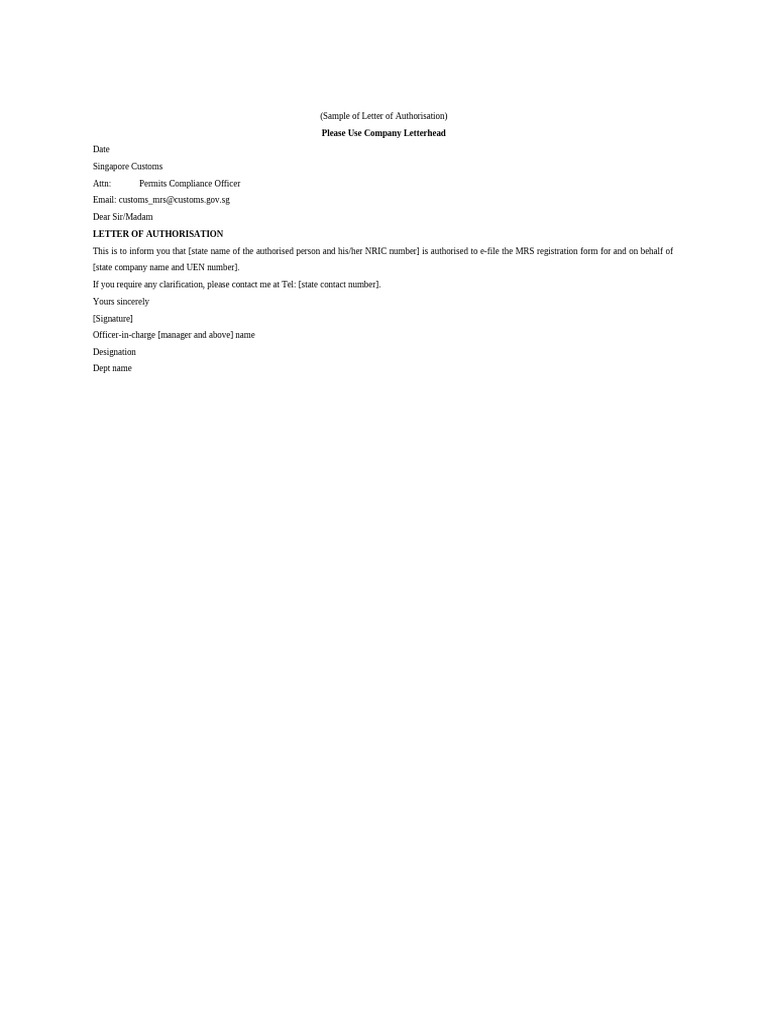MRS Letter of Authorisation 2019 | PDF
