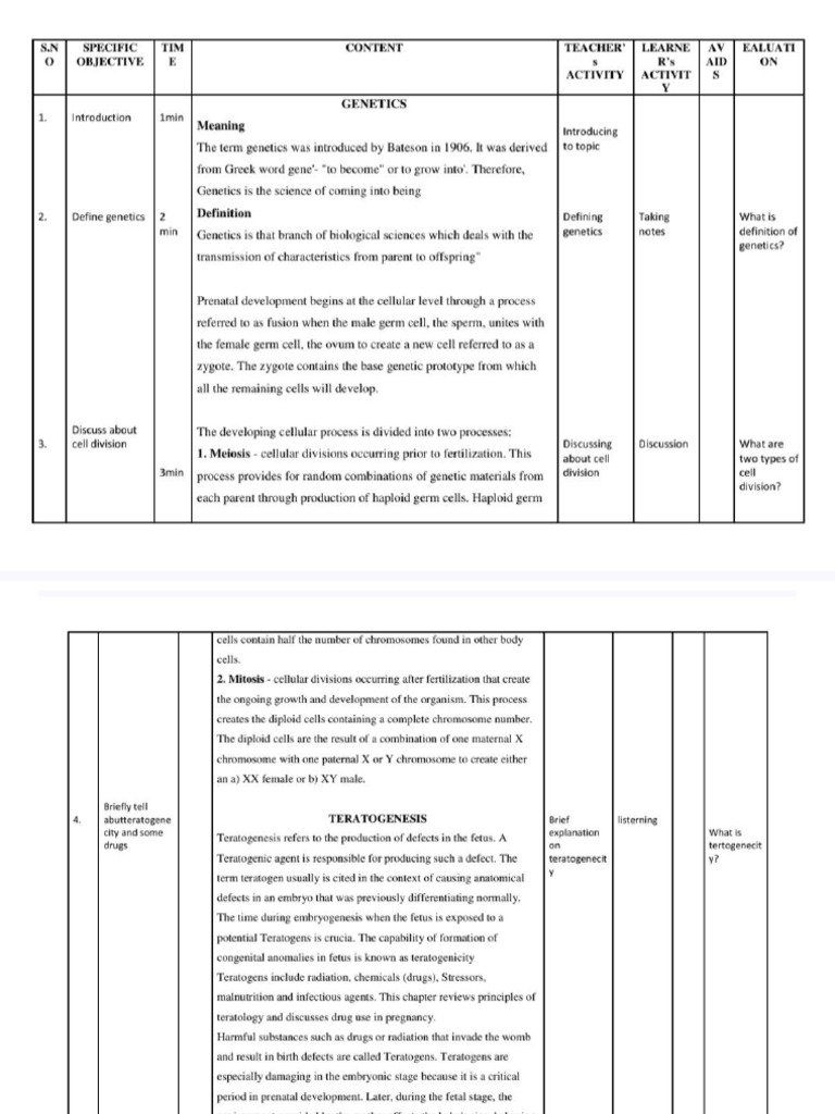 Lesson Plan On Genetics Counseling | PDF