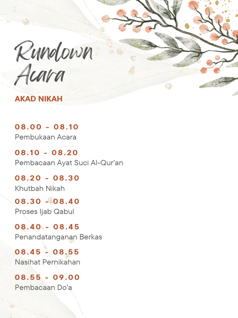 Rundown Acara Akad Nikah Lengkap | PDF