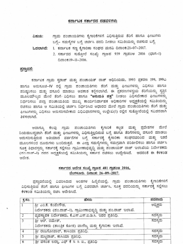 Panchayat Tax Notification GR 481 2016 Dated 26.09.2017 | PDF