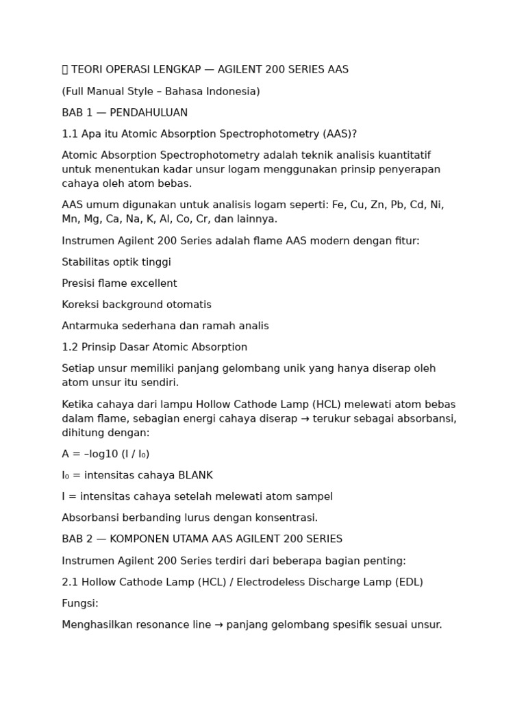 Panduan AAS Agilent 200 Series | PDF