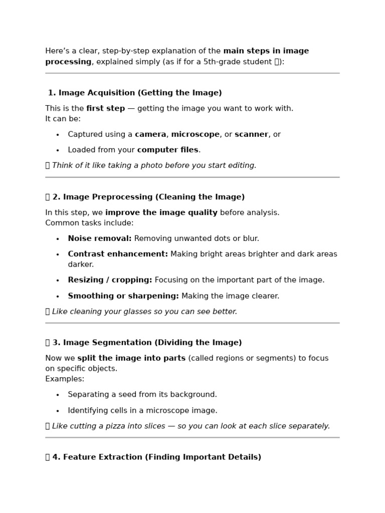 Image Processing Steps Simplified | PDF | Image Segmentation | Recording
