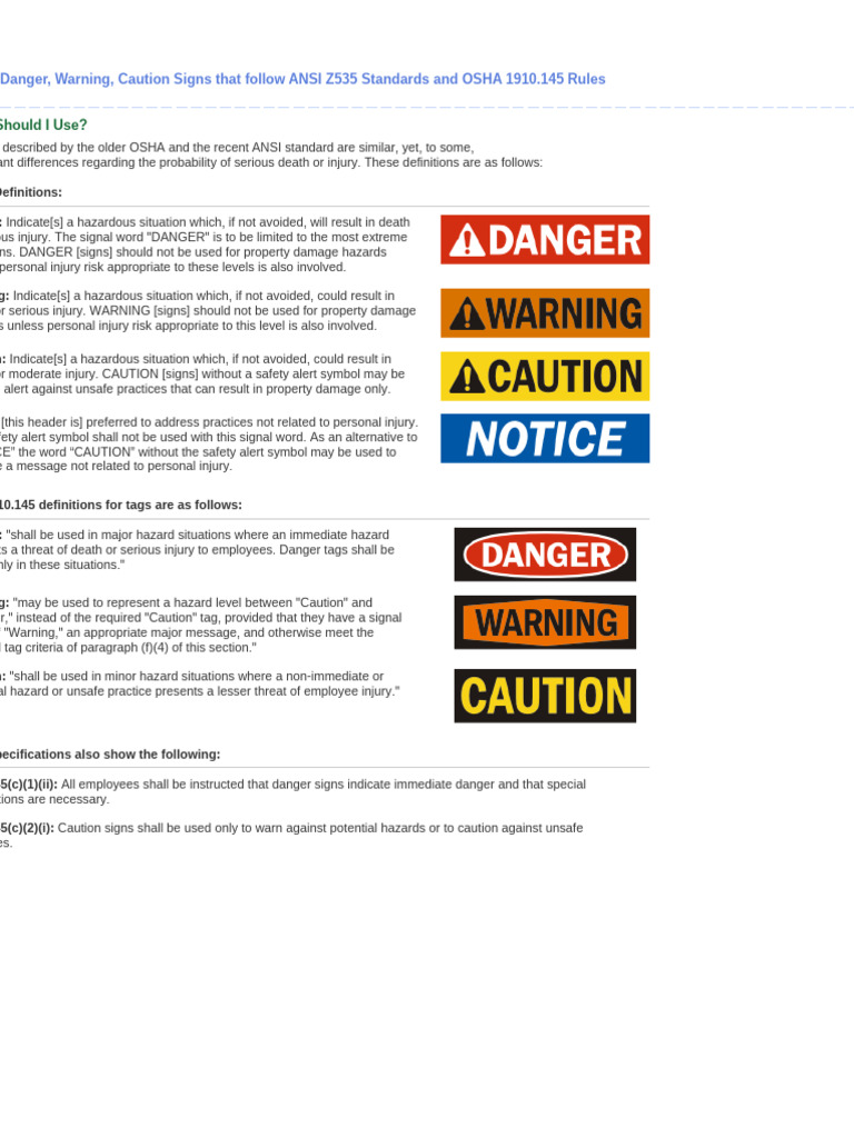 ANSI Z535 & OSHA Signage Guidelines | PDF