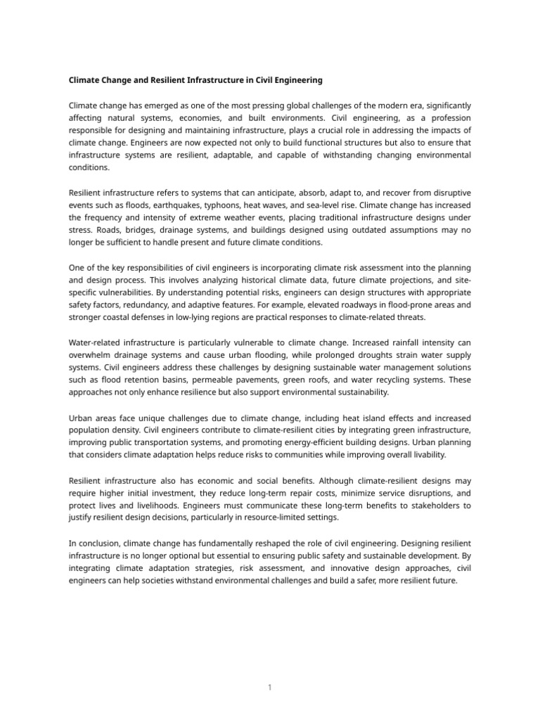 Resilient Infrastructure for Climate Change | PDF | Infrastructure | Flood
