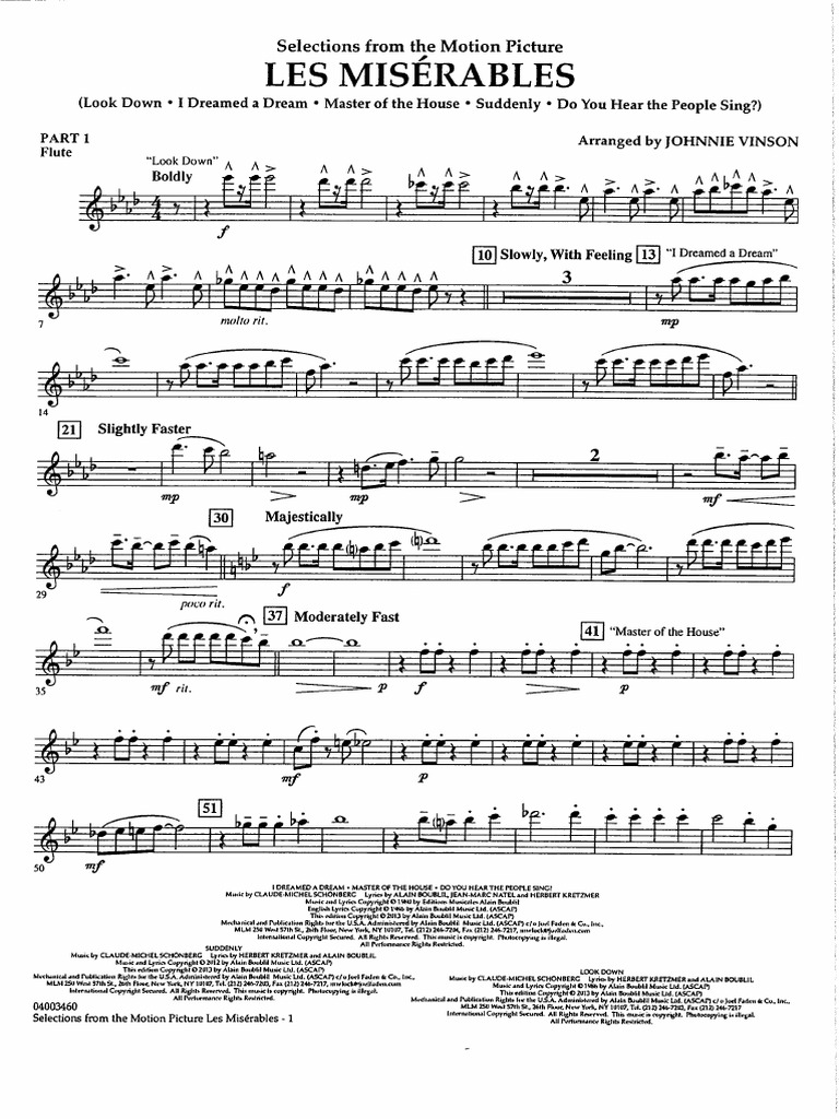 LES MISERABLES コンサートバンド用　吹奏楽 楽譜 Les Miserables Part | PDF