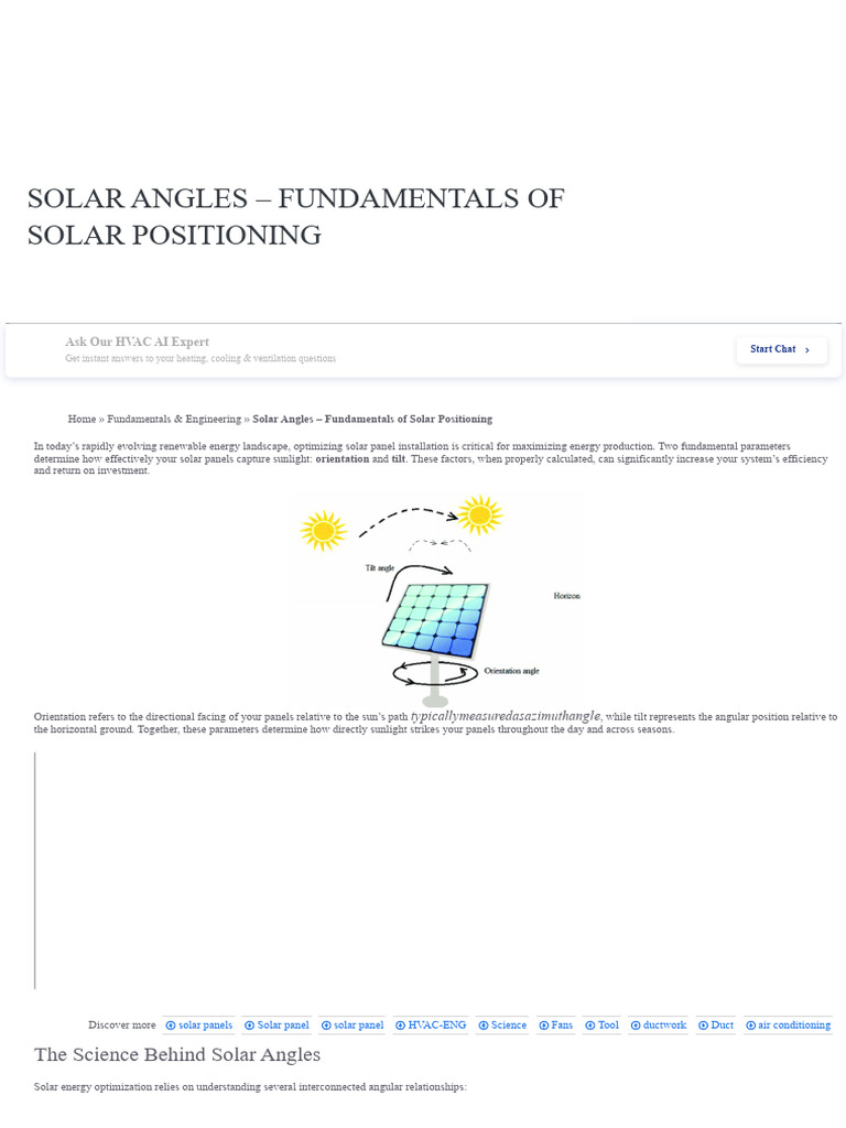 Solar Panel Positioning Fundamentals | PDF | Azimuth | Angle