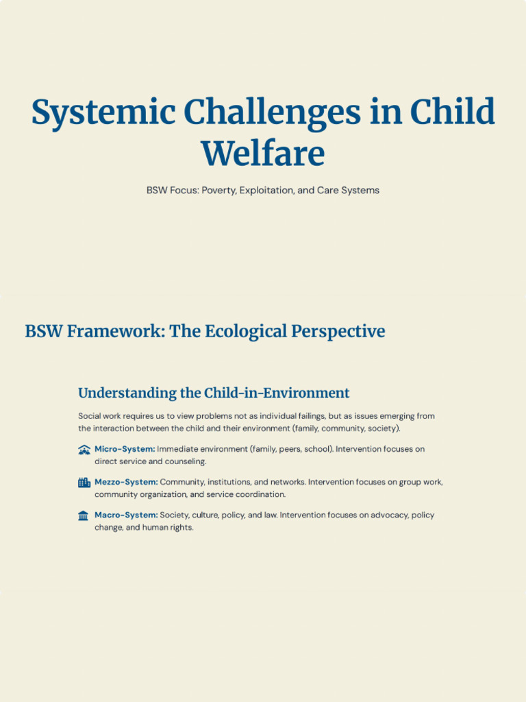 Child Welfare - Systemic Issues & SW Interventions | PDF