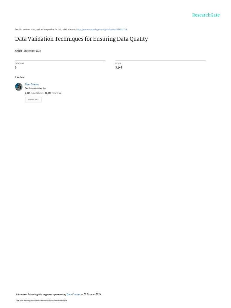 Data Validation Techniques for Quality | PDF | Data Quality ...