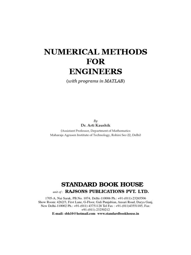 Numerical Methods for Engineers in MATLAB | PDF | Finite Difference ...