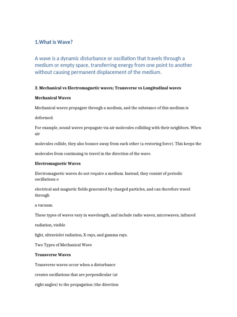 Understanding Waves: Types and Equations | PDF