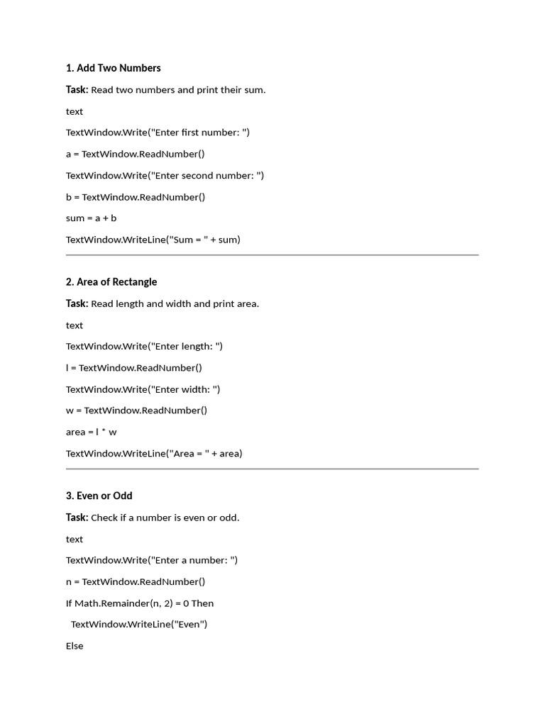 Programming Basics: Simple Tasks Guide | PDF
