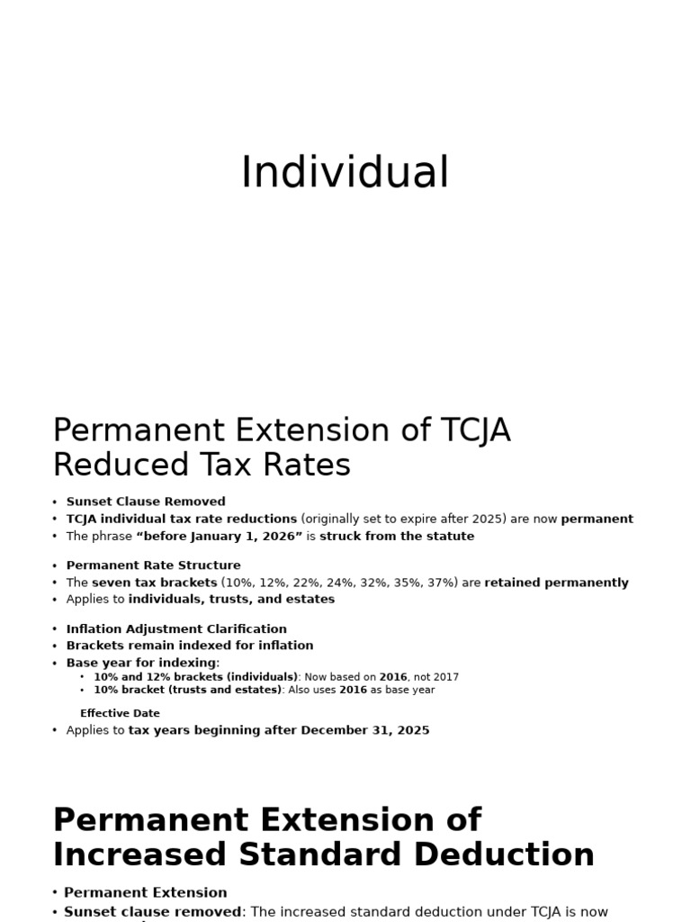 Permanent TCJA Tax Changes Overview | PDF | Alternative Minimum Tax ...