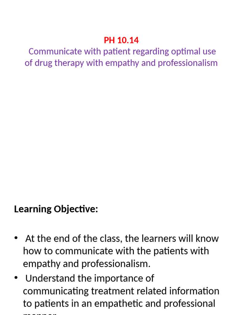 Empathetic and Professional Patient Communication | PDF | Empathy ...