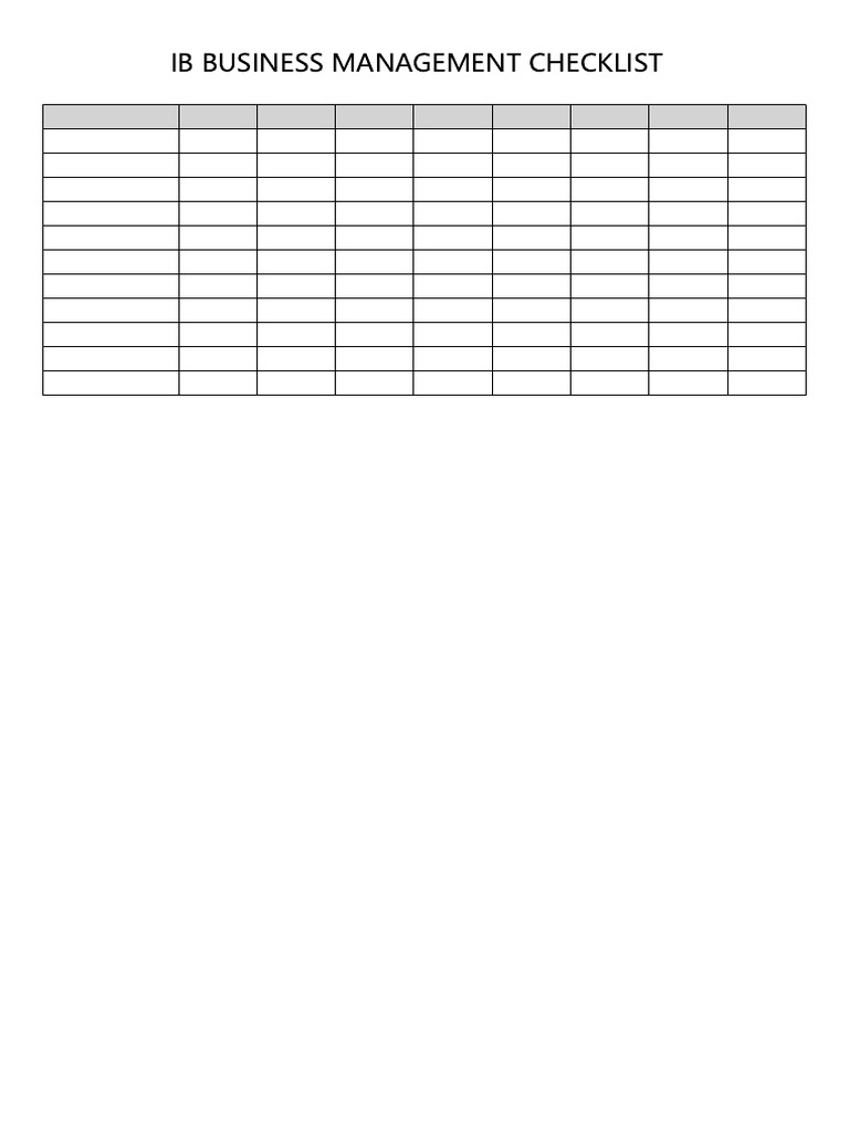 IB Business Management Checklist | PDF