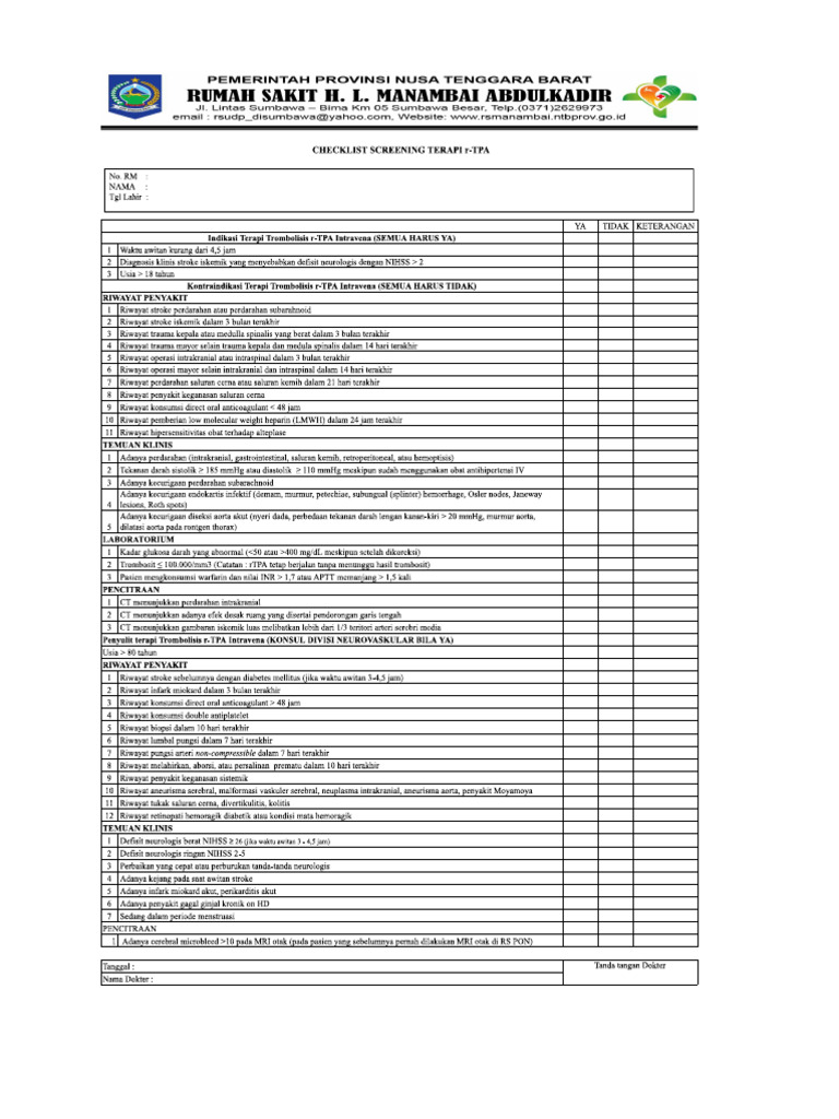 Checklis Screening Rtpa | PDF