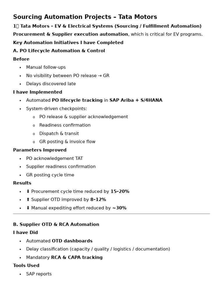 Tata Motors Automation Project Overview | PDF | Automation | Invoice
