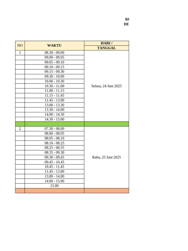 Rundown Raker Semester Genap SDIT 2025 | PDF